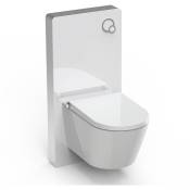 Toilettes Japonaises céramique, wc lavant japonais avec module sanitaire blanc, jets 100% réglables, rinçage Vortex 180° et abattant veilleuse led