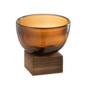 Vase sur pied large bois et verre marron H11,5cm