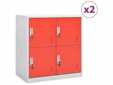 Vidaxl armoires à casiers 2 pcs gris clair et rouge