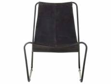 Vidaxl chaise de relaxation noir cuir véritable