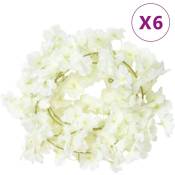 Vidaxl - Guirlandes de fleurs artificielles 6 pcs blanc