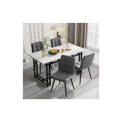 140x80cm Table à manger de luxe légère (1 pièce), structure en métal, table à manger rectangulaire, table de cuisine avec pieds en métal pour salle à