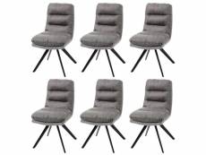 6x chaise de salle à manger hwc-g66, chaise de cuisine, pivotante, auto-position, tissu ~ gris clair-gris