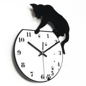 Acrylique Méchant Chat Horloge Horloge Murale Moderne