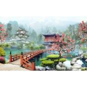 Affiche paysage illustré temple bouddhiste - 60x40cm
