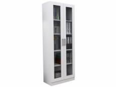 Armoire bibliothèque 2 portes vitrées blanche ARM3003-10