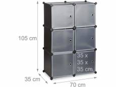 Armoire étagère système de rangement plastique avec 6 portes noir helloshop26 13_0002583_3
