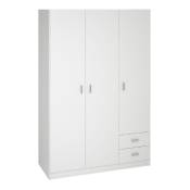 Armoire placard / meuble de rangement coloris blanc - Hauteur 180 x Longueur 120 x Profondeur 52 cm -PEGANE-