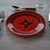 Assiette plate Tatoué rouge - D 24 cm
