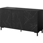 Bim Furniture - Commode marmo 200 cm 3D noir mat / marbre noir