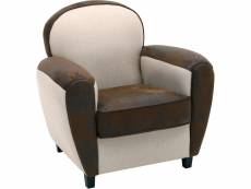 Bobochic fauteuil club design busby marron et beige 13945VI