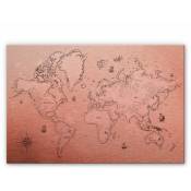 Carte du monde en métal cuivre Compass décoration