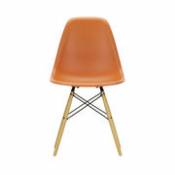 Chaise DSW - Eames Plastic Side Chair / (1950) - Bois clair - Vitra orange en plastique