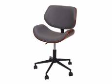 Chaise fauteuil de bureau pivotante aspect noyer courbé hauteur pivotante design rétro réglable gris 04_0001857