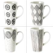 Coffret 4 mugs 54cl Noir et blanc