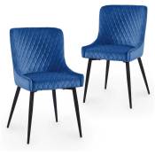 Deco In Paris - Lot de 2 chaises design en velours bleu jenny - bleu