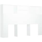 Décoshop26 - Tête de lit avec rangement accessoire de lit table de chevet étagère 160 x 19 x 103,5 cm mdf blanc