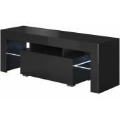 Design Ameublement - Meuble tv 1 tiroir Meuble tv de salon avec led 130x45x35cm Modèle Elio Noir Finition brillante - Noir