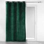 Douceur D'intérieur - Rideau à oeillets 140 x 260 cm velours côtelé Casual Vert foncé - Vert fonce