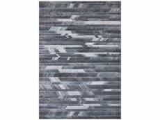 Egee - tapis à bandes géométrique bleu 200 x 290