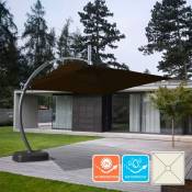 Elios Parasols - Parasol de jardin déporté en aluminium 3.5x3.5 anti uv Copenaghen Brown