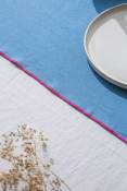 Ensemble de table nappe et serviettes 8 pièces lin 100% bleu et violet