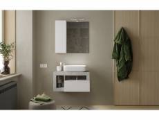 Ensemble salle de bain meuble suspendu+miroir+vasque hamburg blanc brillant, béton 79 x 47 x 49 cm Azura-44529