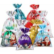 Ersandy - 45 Pièces Sacs Cadeaux de Noël, Grand Emballage Cadeau Noel, Papier Cadeaux de Noël Reutilisable, Lot Sac Cadeau avec Des Liens de Ruban