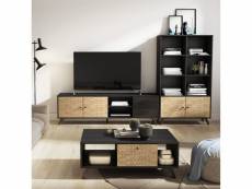 Gaddi - pack meuble tv 181cm + table basse + bibliothèque