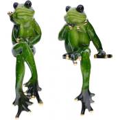 Generic 1 Paire Grenouille Figurine Statue Assis Amants