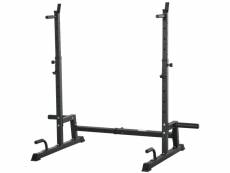 Gravity squat rack - support pour haltères longs - hauteur et longueur réglable - charge max. 150 kg - acier renforcé noir