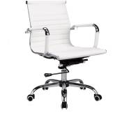 Herdasa - Chaise de bureau en simili-cuir blanc, modèle executive