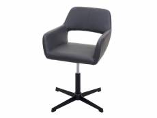 Homeoffice-hwc-a50 iv, chaise de bureau de salon + chaise de salle à manger ~ similicuir gris, pied noir