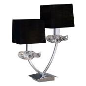 Inspired Mantra - Akira - Lampe de table 2 lumières E14, chrome poli avec abat-jours noirs