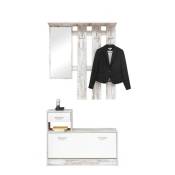 Iperbriko - Armoire de couloir vintage blanche 100x25xh.180