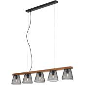 Lampe à suspendre Briloner leuchten taunus, 25 w, IP20, noir, métal-bois, excl. 5x E14, 110 x 15 x 136 cm