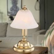 Lampe de table laiton, lampe de table ancienne, lampe de table couleur or, lampe de chevet, lampe de bureau, verre albâtre laiton, 17x27cm, salon