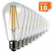 Lampesecoenergie - Lot de 10 Ampoules Led Filament ST64 Style Edison Teardrop 7 watt (eq.52 watt) Culot E27