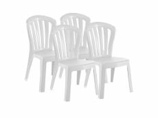 Lot de 4 chaises de jardin empilables en résine coloris blanc - longueur 52 x profondeur 52 x hauteur 88 cm