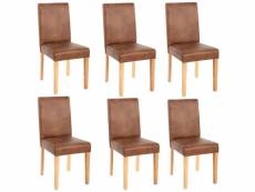 Lot de 6 chaises de salle à manger synthétique marron vieilli pieds clairs cds04251