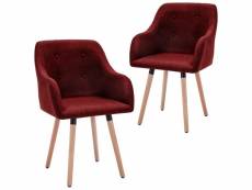 Lot de chaises de salle à manger 2 pcs rouge bordeaux tissu - rouge - 52 x 55 x 84 cm