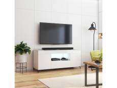 Meuble tv avec led - gusto - 137 cm - blanc mat / blanc