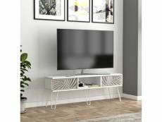 Meuble tv salangen 139 x 30 x 49 cm blanc [en.casa]