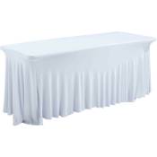 Oviala - Table pliante 180 cm et nappe blanche - Blanc