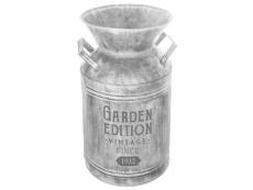 Pot à lait déco en métal "garden" 37cm gris