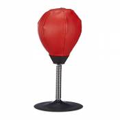 Relaxdays Punching Ball de table de bureau sac de boxe anti-stress anti frustration mini 35 x 18 x 18 cm, rouge noir