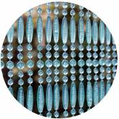 Rideau de porte en perles bleues et transparentes Frejus 100x230 cm - Bleu