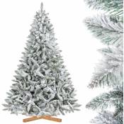 Sapin de Noël artificiel, Épicéa Naturel Floqué, matériel pvc, socle en bois, 220cm, FT13-220 - Fairytrees