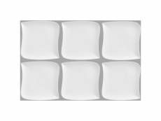 Set de 6 assiettes plates carrée design vague - 30 cm x 30 cm - porcelaine