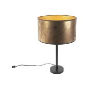 Simplo - Lampe de table avec Abat-Jour - 1 lumière - ø 350 mm - Bronze - Moderne, Art Deco - éclairage intérieur - Salon i Chambre - Bronze - Qazqa